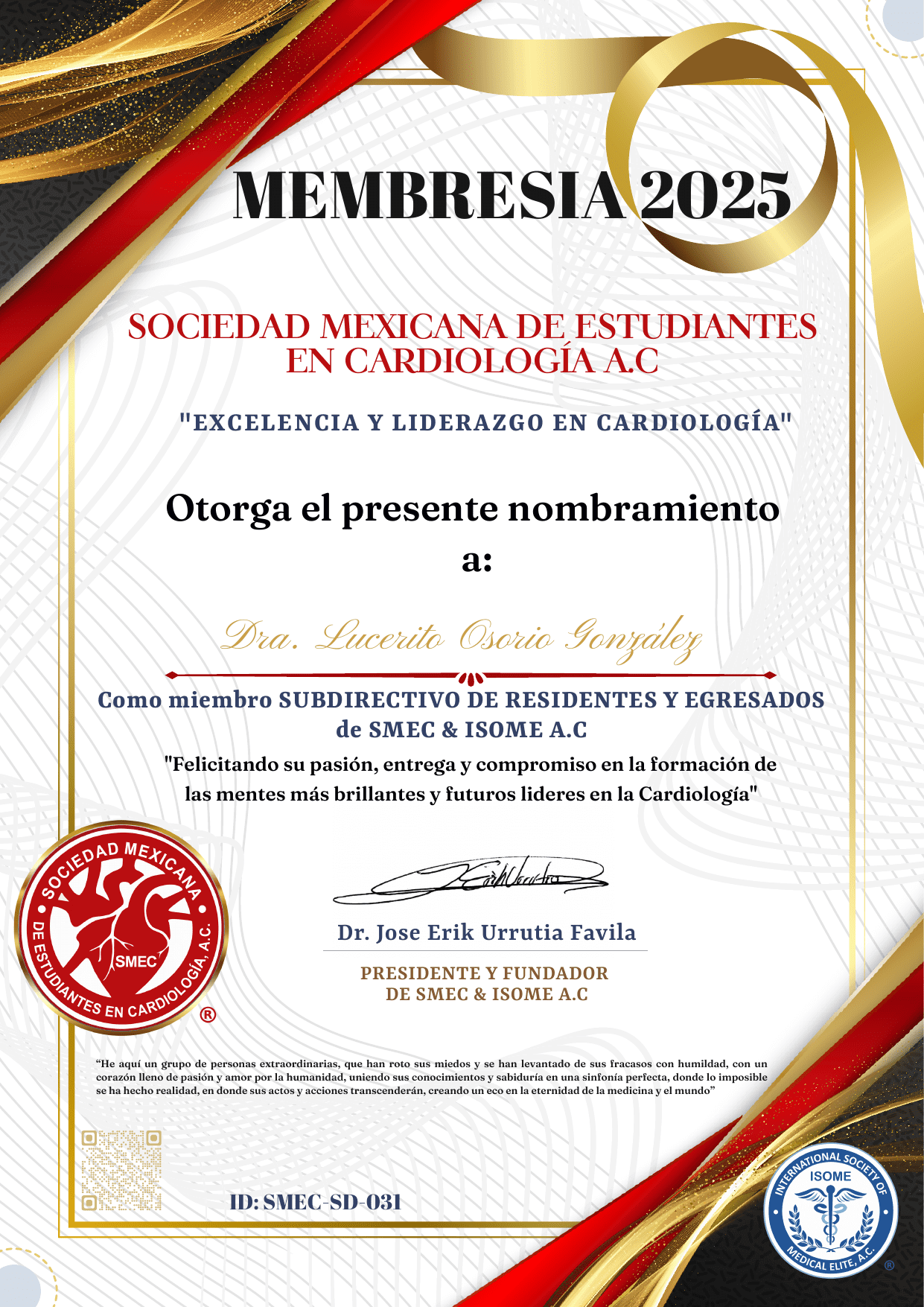 Subdirectora Nacional de Residentes y Egresados SMEC