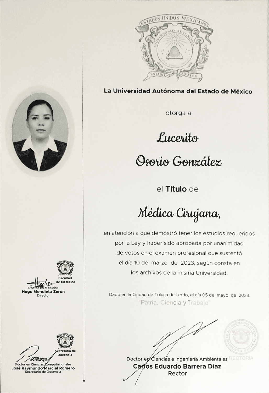 Título de Médica Cirujana